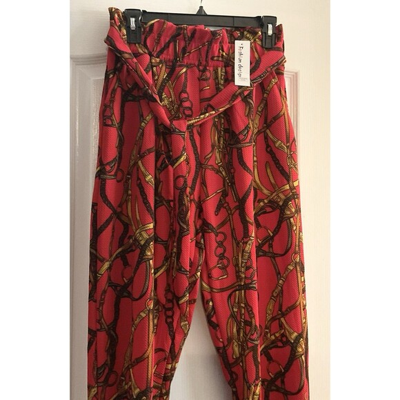 Fashion Design Women’s Print Pants Size XL/XXL, Red - Picture 3 of 8